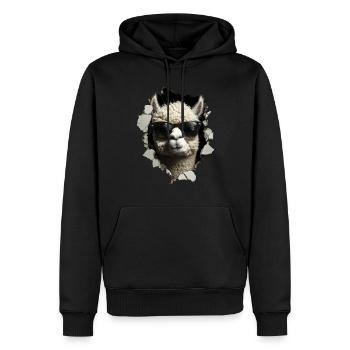 Drôle d’alpaga Alpaga amoureux Animaux mignons du zoo - Sweat à capuche Premium bio Homme - noir - Devant - Nico (187cm)