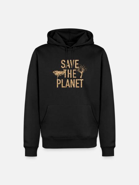Rettet den Planeten - Klimaschutz - Männer Premium Bio Hoodie - Schwarz
