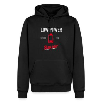 Akku leer - Elektroauto - Männer Premium Bio Hoodie - Schwarz - Vorne - Nico (187cm)