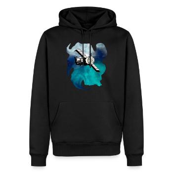Weltraum Satellit - Männer Premium Bio Hoodie - Schwarz - Vorne - Nico (187cm)