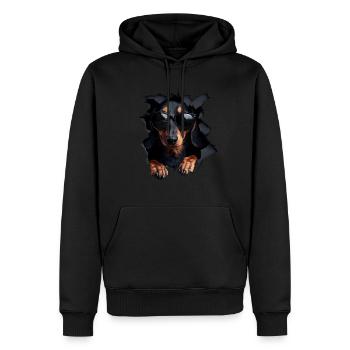 Drôle de chien Propriétaire de chien Chien mignon Teckel - Sweat à capuche Premium bio Homme - noir - Devant - Nico (187cm)