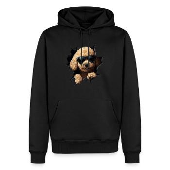 Drôle de chien propriétaire Chien mignon caniche - Sweat à capuche Premium bio Homme - noir - Devant - Nico (187cm)