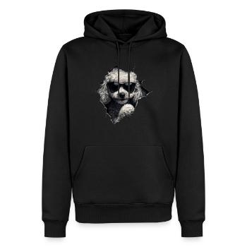 Drôle de chien propriétaire Chien mignon caniche - Sweat à capuche Premium bio Homme - noir - Devant - Nico (187cm)
