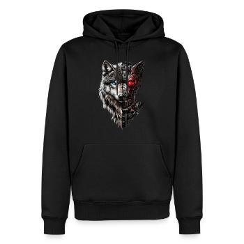 Drôle Robot Art Loup Cyborg Animal AI Loup - Sweat à capuche Premium bio Homme - noir - Devant - Nico (187cm)