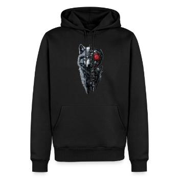 Drôle Robot Art Loup Cyborg Animal AI Loup - Sweat à capuche Premium bio Homme - noir - Devant - Nico (187cm)