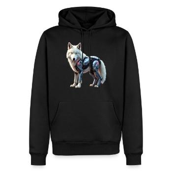 Drôle Robot Art Loup Cyborg Animal AI Loup - Sweat à capuche Premium bio Homme - noir - Devant - Nico (187cm)