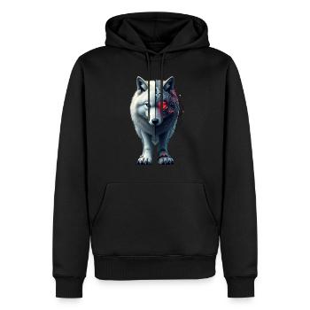 Drôle Robot Art Loup Cyborg Animal AI Loup - Sweat à capuche Premium bio Homme - noir - Devant - Nico (187cm)