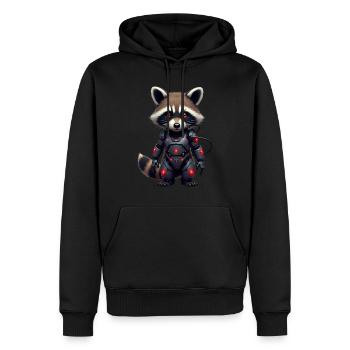 Lustige Roboter Tech Waschbär Cyborg Tier Raccoon - Männer Premium Bio Hoodie - Schwarz - Vorne - Nico (187cm)