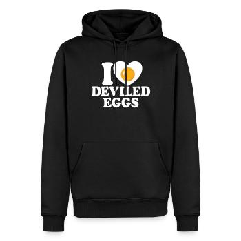 Ich liebe Teufelseier. Lustiges Thanksgiving-Teufe - Männer Premium Bio Hoodie - Schwarz - Vorne - Nico (187cm)