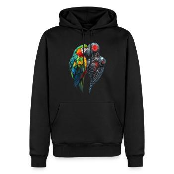 Lustige Roboter Kunst Papagei Cyborg Vogel Parrot - Männer Premium Bio Hoodie - Schwarz - Vorne - Nico (187cm)