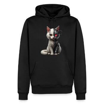 Lustige Roboter Katze Tech Katzen Cyborg Tier Cat - Männer Premium Bio Hoodie - Schwarz - Vorne - Nico (187cm)