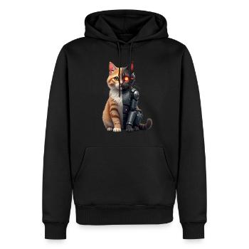 Lustige Roboter Katze Tech Katzen Cyborg Tier Cat - Männer Premium Bio Hoodie - Schwarz - Vorne - Nico (187cm)