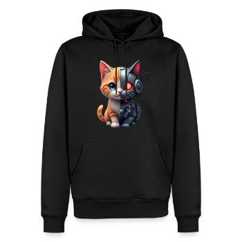 Lustige Roboter Katze Tech Katzen Cyborg Tier Cat - Männer Premium Bio Hoodie - Schwarz - Vorne - Nico (187cm)