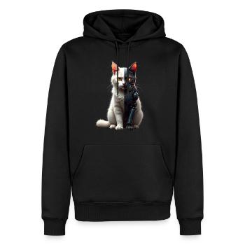 Lustige Roboter Katze Tech Katzen Cyborg Tier Cat - Männer Premium Bio Hoodie - Schwarz - Vorne - Nico (187cm)