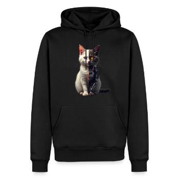 Lustige Roboter Katze Tech Katzen Cyborg Tier Cat - Männer Premium Bio Hoodie - Schwarz - Vorne - Nico (187cm)