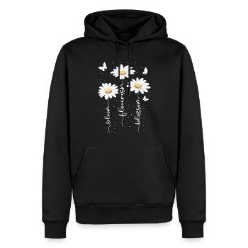 Fleurs d’été Fleur Inspiration Dicton de motivation - Sweat à capuche Premium bio Homme - noir - Devant - Nico (187cm)