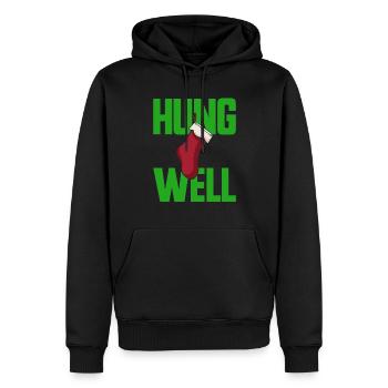 Hung Well Bas de Noël Raunchy Homme - Sweat à capuche Premium bio Homme - noir - Devant - Nico (187cm)