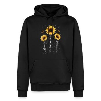 Fleurs d’été Fleur Inspiration Dicton de motivation - Sweat à capuche Premium bio Homme - noir - Devant - Nico (187cm)