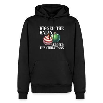 Plus grandes Les boules Plus on rit Le Noël Torride - Sweat à capuche Premium bio Homme - noir - Devant - Nico (187cm)