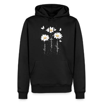 Fleurs d’été Fleur Inspiration Dicton de motivation - Sweat à capuche Premium bio Homme - noir - Devant - Nico (187cm)