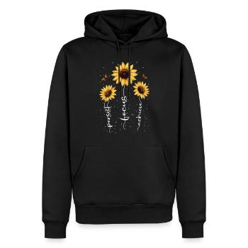 Fleurs d’été Fleur Inspiration Dicton de motivation - Sweat à capuche Premium bio Homme - noir - Devant - Nico (187cm)