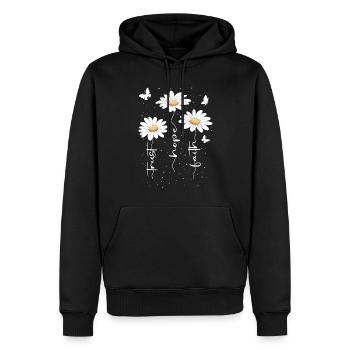 Fleurs d’été Fleur Inspiration Dicton de motivation - Sweat à capuche Premium bio Homme - noir - Devant - Nico (187cm)