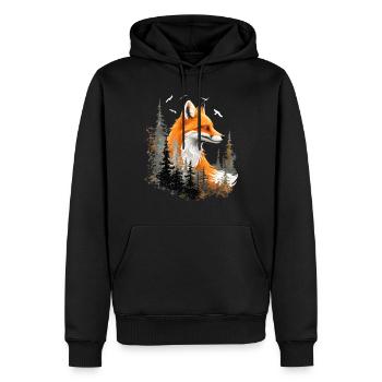 Renard amoureux des bois fleurs Art Renards Renard mignon - Sweat à capuche Premium bio Homme - noir - Devant - Nico (187cm)