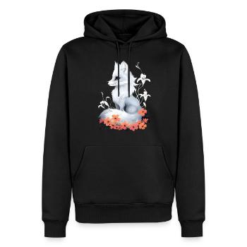 Fox Lover Woodland Flowers Art Foxes Cute Fox - Men’s Premium Organic Hoodie - black - Front - Nico (187cm)