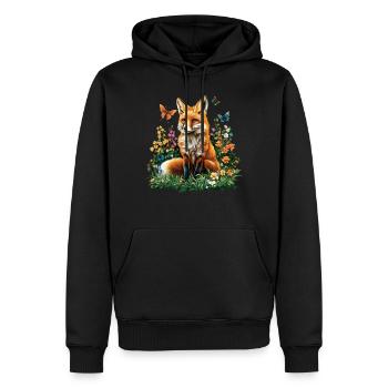 Fox Lover Woodland Flowers Art Foxes Cute Fox - Men’s Premium Organic Hoodie - black - Front - Nico (187cm)