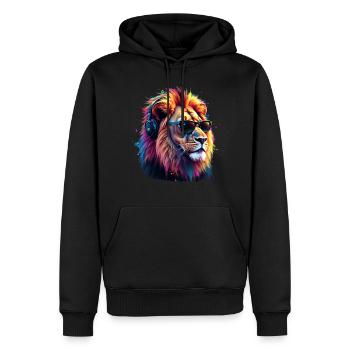 Lion Lover Faune Safari Art Lion Coloré - Sweat à capuche Premium bio Homme - noir - Devant - Nico (187cm)