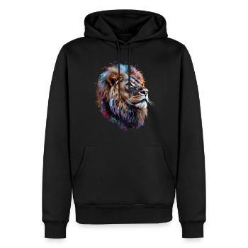 Lion Lover Faune Safari Art Lion Coloré - Sweat à capuche Premium bio Homme - noir - Devant - Nico (187cm)