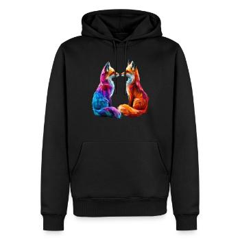 Funny Fox Fox Art Animal Nature Wildlife Animals - Men’s Premium Organic Hoodie - black - Front - Nico (187cm)