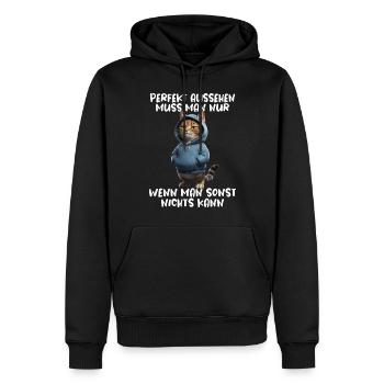 Funny Cats Saying Animal Lover Funny Cat Cat - Men’s Premium Organic Hoodie - black - Front - Nico (187cm)