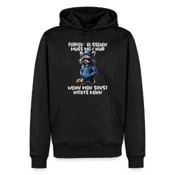 Drôle de raton laveur disant Amoureux des animaux Drôle de raton laveur - Sweat à capuche Premium bio Homme - noir - Devant - Nico (187cm)