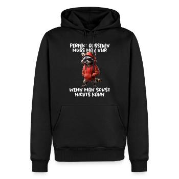 Drôle de raton laveur disant Amoureux des animaux Drôle de raton laveur - Sweat à capuche Premium bio Homme - noir - Devant - Nico (187cm)