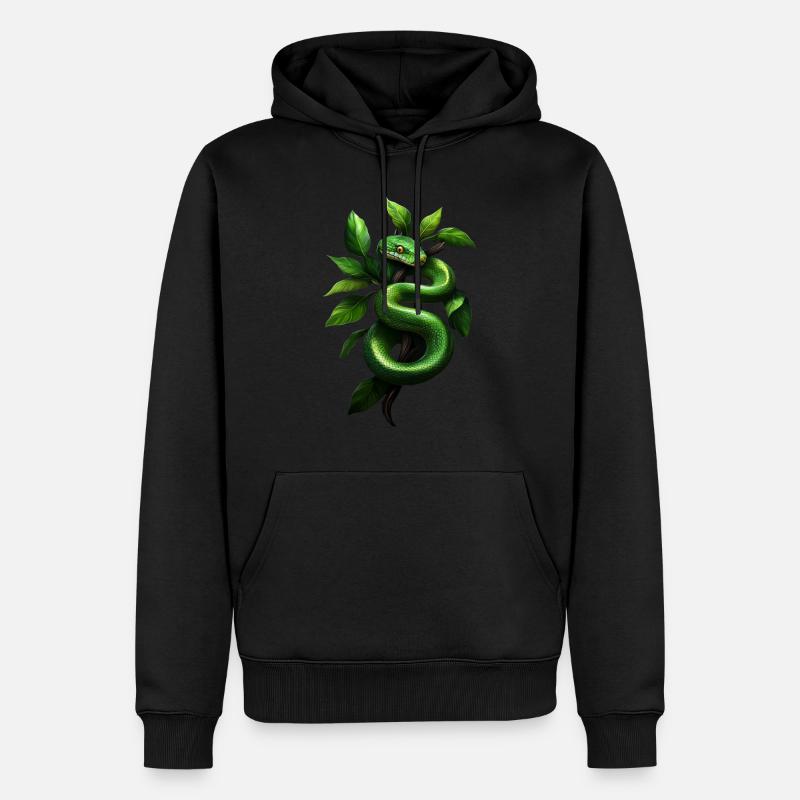 Grüner Baumpython Schlangen Liebhaber Terrarium - Männer Premium Bio Hoodie - Schwarz