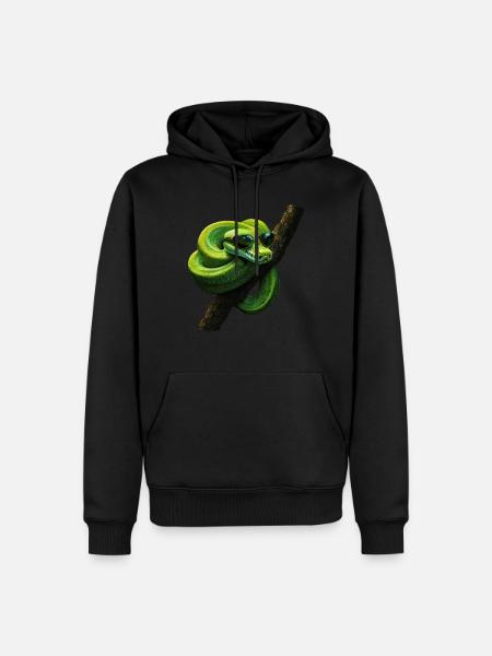Grüner Baumpython Schlangen Liebhaber Terrarium - Männer Premium Bio Hoodie - Schwarz