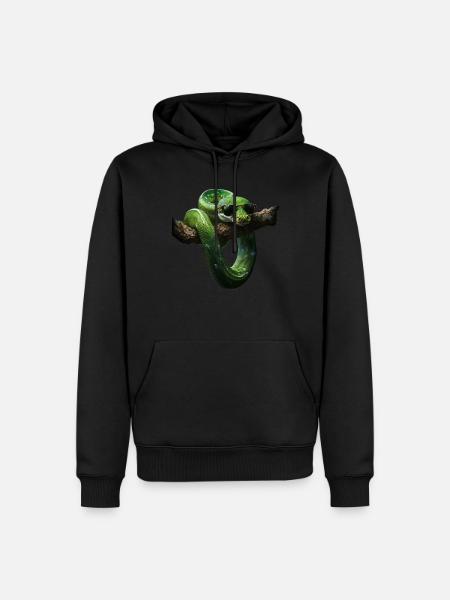 Grüner Baumpython Schlangen Liebhaber Terrarium - Männer Premium Bio Hoodie - Schwarz