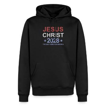 Jesus Christus 2028 Die einzige Hoffnung für Ameri - Männer Premium Bio Hoodie - Schwarz - Vorne - Nico (187cm)