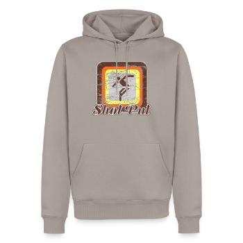 Shot Put Retro - Men’s Premium Organic Hoodie - taupe - Front - Nico (187cm)