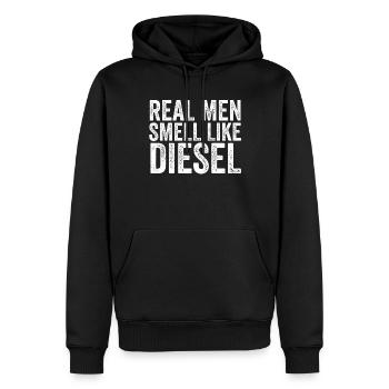Echte Männer riechen nach Diesel. Lustiger Diesel- - Männer Premium Bio Hoodie - Schwarz - Vorne - Nico (187cm)