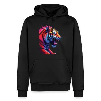 Drôle Tigre Art Animal Nature Faune Animaux Zoo - Sweat à capuche Premium bio Homme - noir - Devant - Nico (187cm)