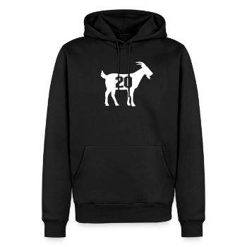 Ziege 20 G.O.A.T. Nummer zwanzig Ziege - Männer Premium Bio Hoodie - Schwarz - Vorne - Nico (187cm)