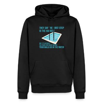 Der dritte Schritt ist das schwierigste lustige Mä - Männer Premium Bio Hoodie - Schwarz - Vorne - Nico (187cm)