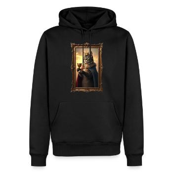 Mittelalter Katze im Bilderrahmen Kunst Krone - Männer Premium Bio Hoodie - Schwarz - Vorne - Nico (187cm)