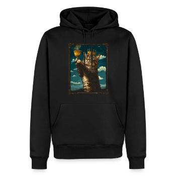 Medieval Cat in Picture Frame Art Crown - Men’s Premium Organic Hoodie - black - Front - Nico (187cm)