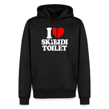 Ich liebe Skibidi Toilet Meme Red Heart Skibidi - Männer Premium Bio Hoodie - Schwarz - Vorne - Nico (187cm)