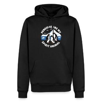 Pinguine sind mein Krafttier Antarktis-Pinguin - Männer Premium Bio Hoodie - Schwarz - Vorne - Nico (187cm)