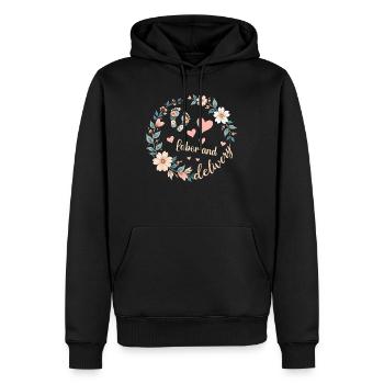 Lustige Arbeit und Entbindung Krankenschwester Damen Retro Blumen - Männer Premium Bio Hoodie - Schwarz - Vorne - Nico (187cm)