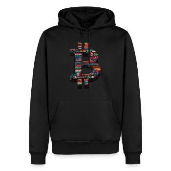 Conception de Bitcoin pour les fans de BTC - Sweat à capuche Premium bio Homme - noir - Devant - Nico (187cm)